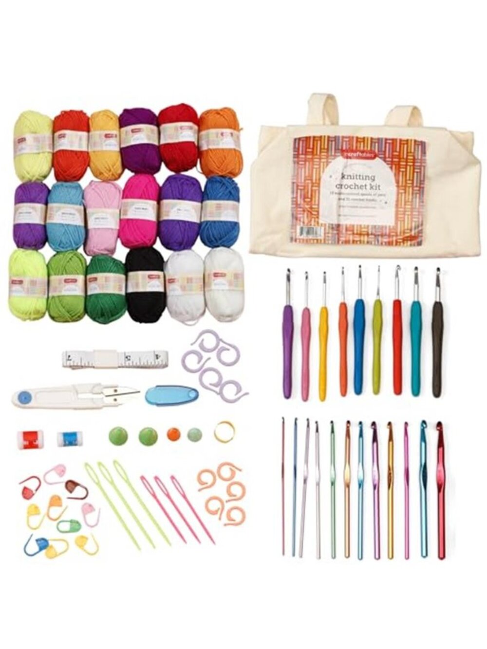 Crochet Kit For Beginners Yarn Hooks Supplies Set With Storage Case